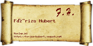 Fórizs Hubert névjegykártya